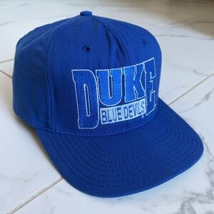 Vintage 1990s 90s Duke Blue Devils Wool Snap Back Hat NCAA Blue White USA Made